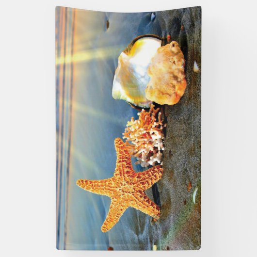 貝殻とヒトデのビーチ 横断幕 (縦)