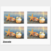 貝殻とヒトデのビーチ 長方形シール (シート)