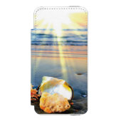 貝殻とヒトデのビーチ INCIPIO iPhoneウォレットケース (フォリオ 正面)