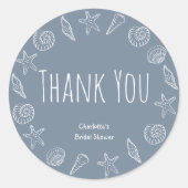 貝殻とヒトデのブライダルシャワーの感謝 ラウンドシール (正面)