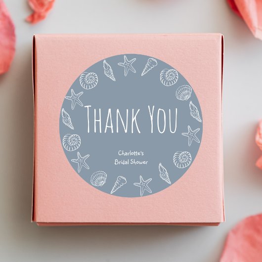 貝殻とヒトデのブライダルシャワーの感謝 ラウンドシール