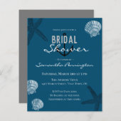 貝殻とヒトデのブライダルシャワー招待状 (正面/裏面)