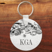 貝殻とヒトデモノグラムのイ キーホルダー (正面)