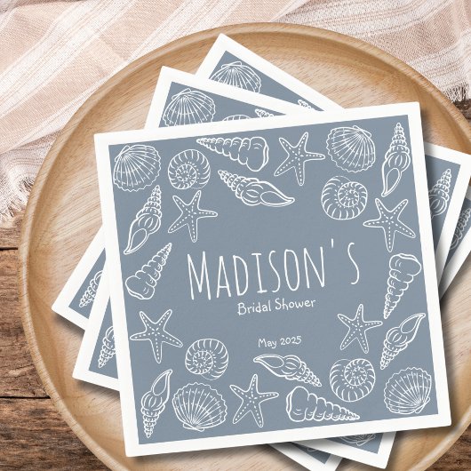 貝殻とヒトデ　海岸のブライダルシャワー スタンダードカクテルナプキン