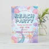 貝殻と人魚のビーチパーティー招待状 招待状 (スタンド正面)