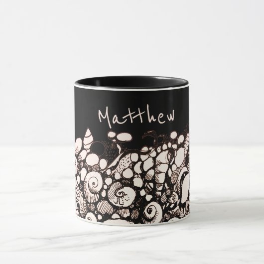 貝殻と小石の骨中国マグ マグカップ (中央)