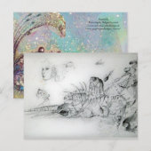 貝殻と少女 ブラック＆ホワイトの絵 ポストカード (正面/裏面)