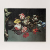 貝殻と昆虫が入った花瓶の花 ジグソーパズル (横)