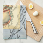 貝殻と木の枝 キッチンタオル (四つ折り)