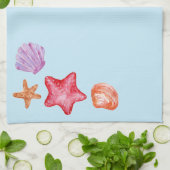 貝殻と海ヒトデの水彩キッチンタオル キッチンタオル (折り畳み)