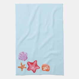 貝殻と海ヒトデの水彩キッチンタオル キッチンタオル