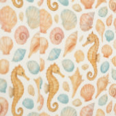貝殻と海馬の水彩模様 壁紙 (縫い目)