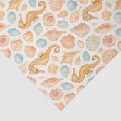 貝殻と海馬の水彩模様 薄葉紙 (詳細)