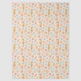 貝殻と海馬の水彩模様 薄葉紙