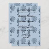 貝殻と海馬結婚の 招待状 (正面/裏面)