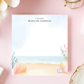 貝殻と砂のビーチ海パーソナライズされた名 ノートパッド