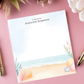 貝殻と砂のビーチ海パーソナライズされた名 ノートパッド