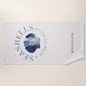 貝殻と結婚式の鐘のバチェロレッテパーティー ビーチタオル (正面)