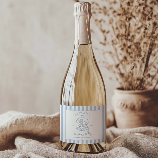 貝殻と結婚鈴のバチェロレッテ スパークリングワインラベル