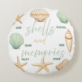 貝殻と記憶をカスタマイズ：ミニマルオーシャン ラウンドクッション