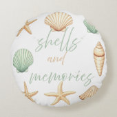 貝殻と記憶をカスタマイズ：ミニマルオーシャン ラウンドクッション (裏面)