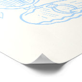 貝殻と鈴結婚柔らかいブルーの手描き ポスター (角)