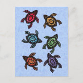 貝殻にカラフル抽象芸術印が6頭 ポストカード (正面)