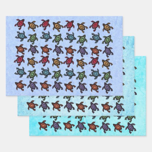 貝殻に黒いカメカラフルの抽象芸術マーク ラッピングペーパーシート (セット)