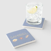 貝殻のあるサニベル島フロリダ ストーンコースター (横)