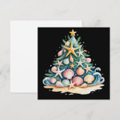 貝殻のクリスマスツリー 海の水 星の魚 シーズンカード (正面/裏面)