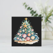 貝殻のクリスマスツリー 海の水 星の魚 シーズンカード (スタンド正面)