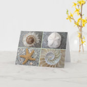 貝殻のコラージュ カード (黄色い花)