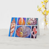 貝殻のコラージュ カード (黄色い花)