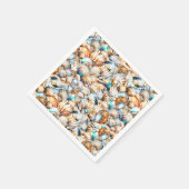 貝殻のコラージュ ダイヤモンド スカロップシェル おしゃれ スタンダードカクテルナプキン (角)