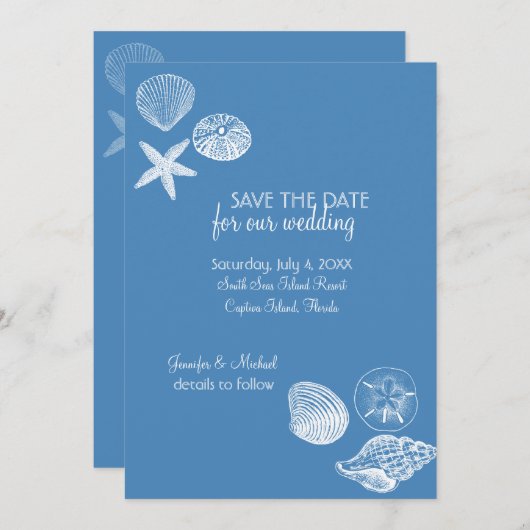 貝殻のコレクションのセーブ・ザ・デート案内 セーブザデート (正面/裏面)