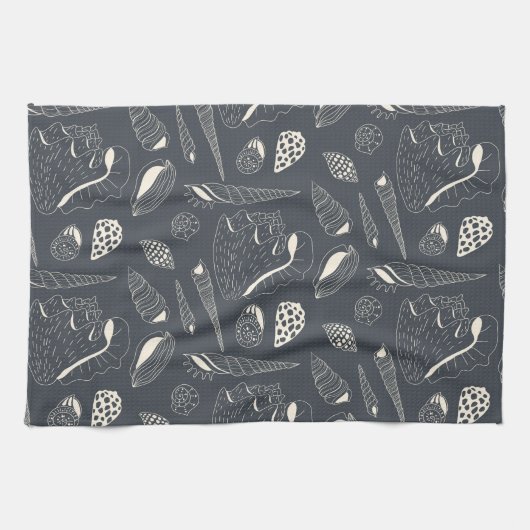 貝殻のシームレスパターン キッチンタオル (横)