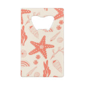 貝殻のシームレスパターン クレジットカード栓抜き (裏面)