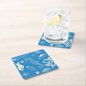 貝殻のシームレスパターン スクエアペーパーコースター (インサイチュ)