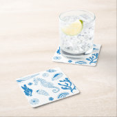 貝殻のシームレスパターン スクエアペーパーコースター (インサイチュ)