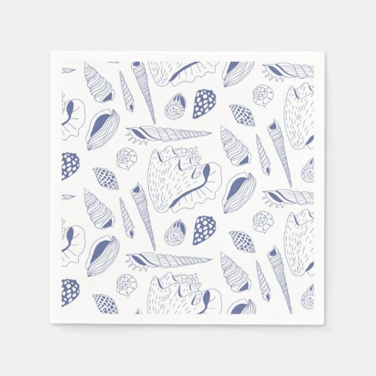 貝殻のシームレスパターン スタンダードカクテルナプキン (正面)