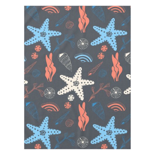 貝殻のシームレスパターン テーブルクロス (正面)