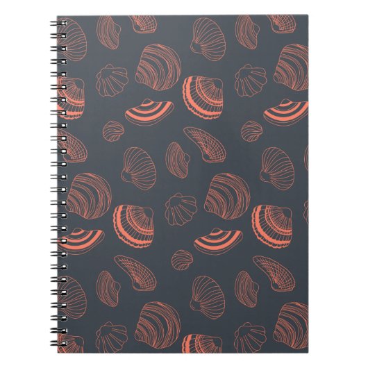 貝殻のシームレスパターン ノートブック (正面)