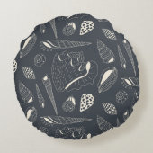 貝殻のシームレスパターン ラウンドクッション (裏面)