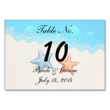 貝殻のビーチ結婚式のテーブルカード