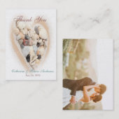 貝殻のビーチ結婚式の写真のハートは感謝していしています 名刺 (正面/裏面)