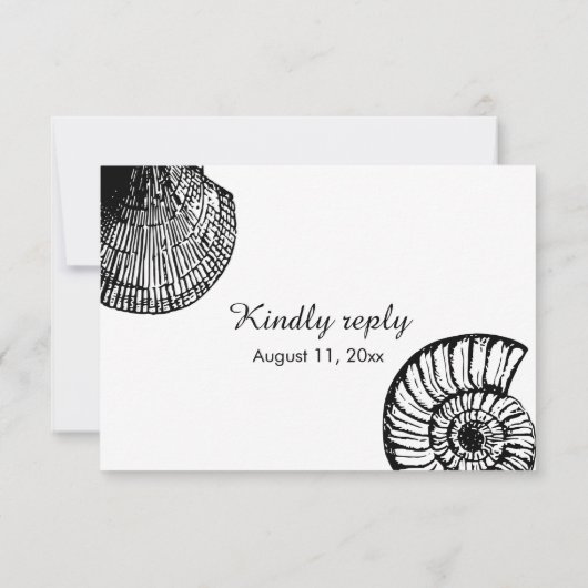 貝殻のビーチ結婚式の応答RSVP 出欠カード (裏面)