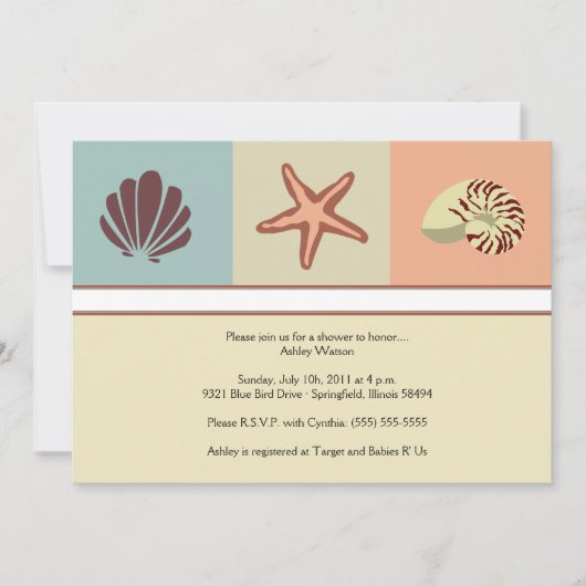貝殻のベビーシャワー 招待状 (正面)