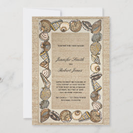 貝殻のボーダー織り方の結婚式招待状 招待状