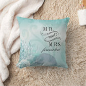 貝殻の夢のビーチの氏及び夫人水 クッション (ブランケット)
