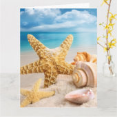 貝殻の折りたたみグリーティングカード カード (黄色い花)